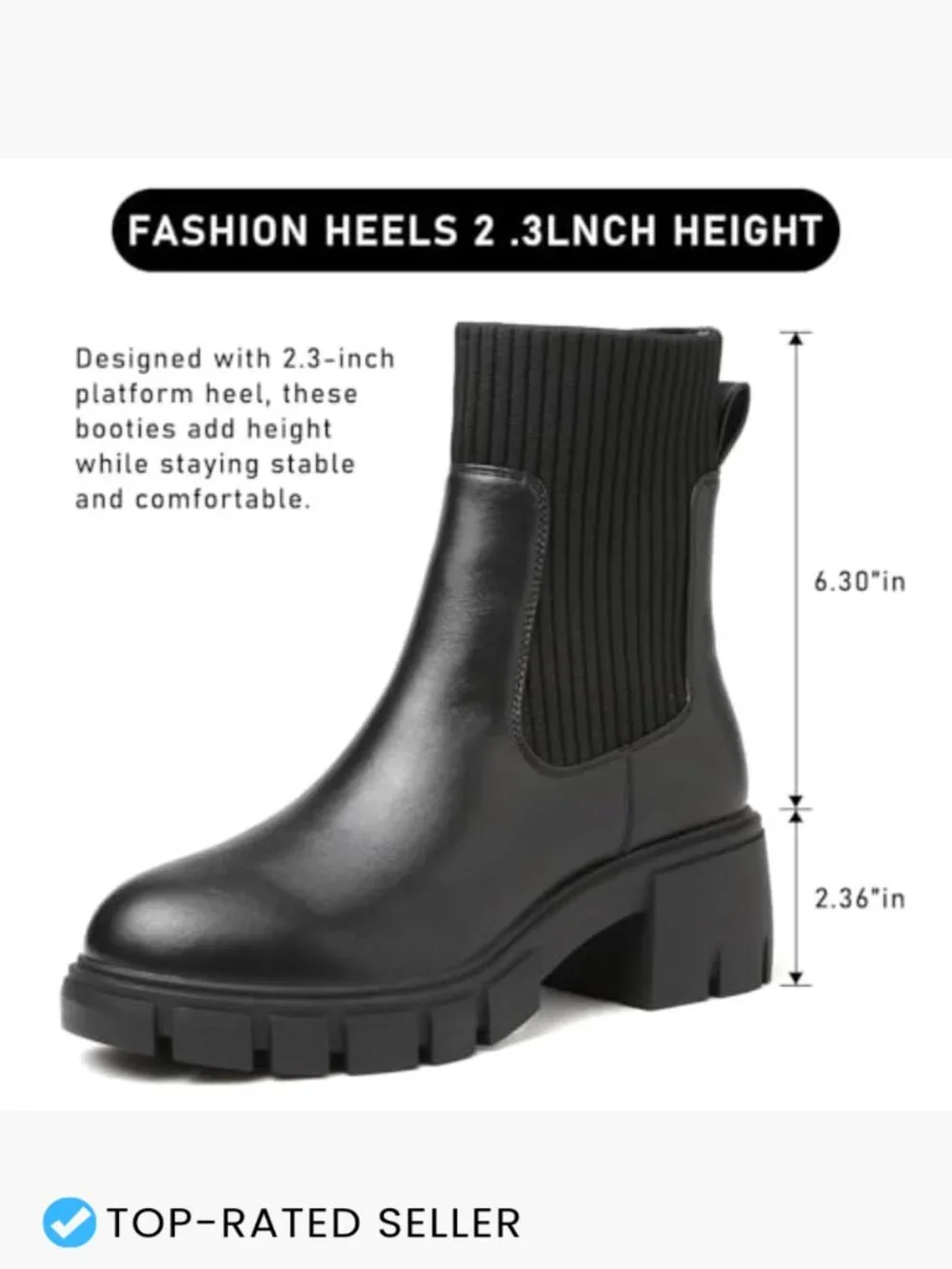 Platform Chelsea Boots Fashion Elastic Ankle Booties Lug Sole Chunky Block Heel